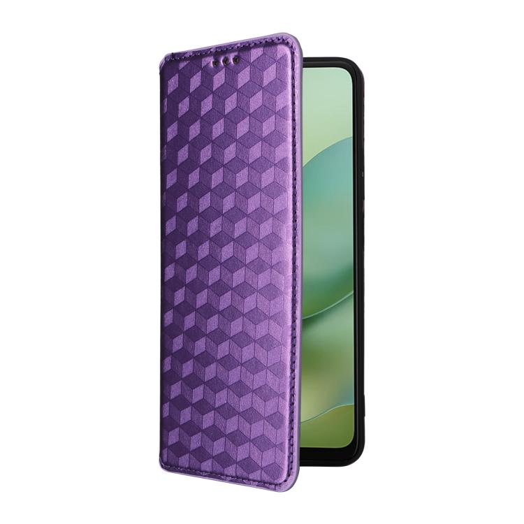For Motorola Moto G06 4G Cubic Grid Texture Flip Leather Phone Case