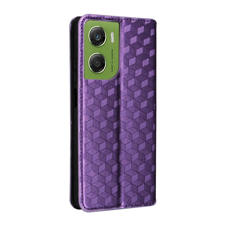 For Motorola Moto G06 4G Cubic Grid Texture Flip Leather Phone Case
