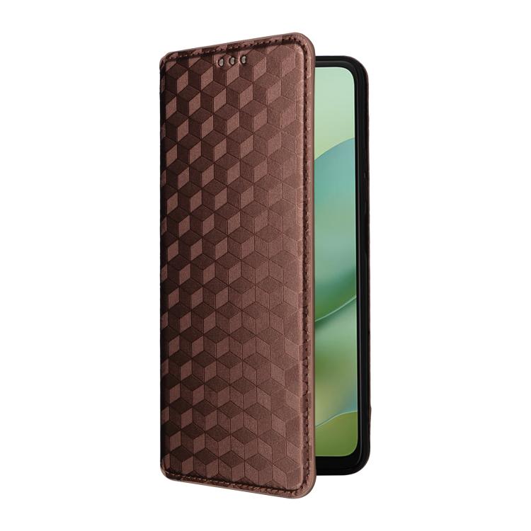 For Motorola Moto G06 4G Cubic Grid Texture Flip Leather Phone Case