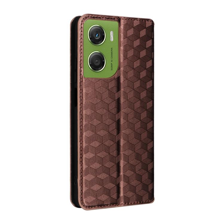For Motorola Moto G06 4G Cubic Grid Texture Flip Leather Phone Case