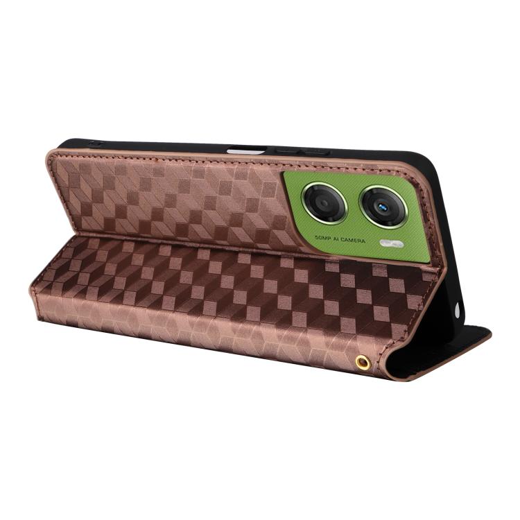 For Motorola Moto G06 4G Cubic Grid Texture Flip Leather Phone Case