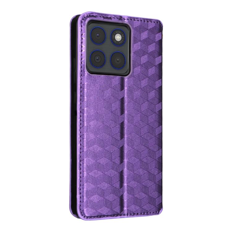 For Motorola Edge 70 5G Cubic Grid Texture Flip Leather Phone Case
