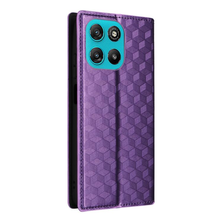 For Motorola Moto G67 Power / G57 Power Cubic Grid Texture Flip Leather Phone Case
