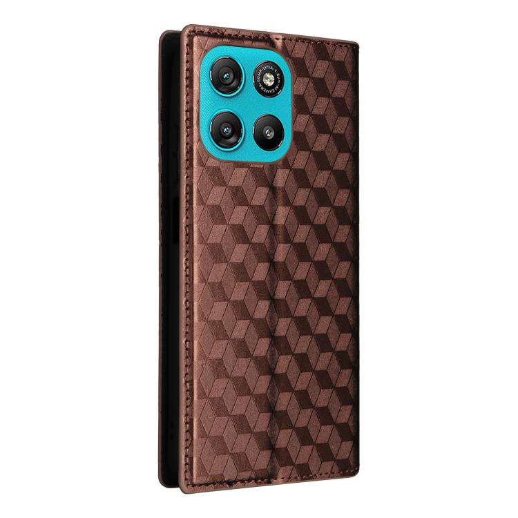 For Motorola Moto G67 Power / G57 Power Cubic Grid Texture Flip Leather Phone Case