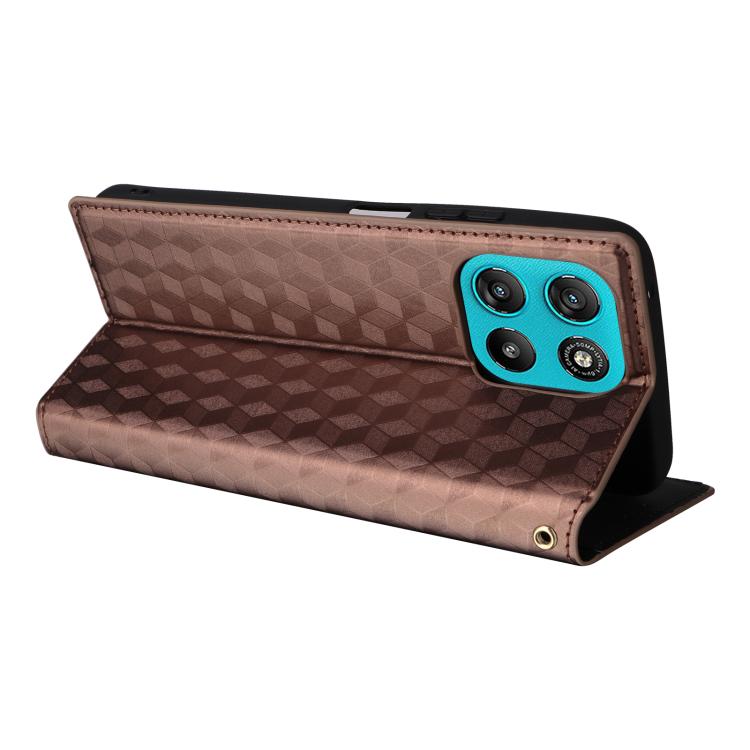 For Motorola Moto G67 Power / G57 Power Cubic Grid Texture Flip Leather Phone Case