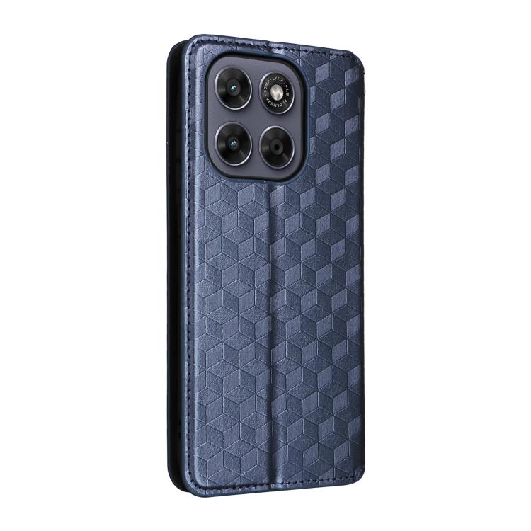 For Motorola Moto G67 5G / G77 5G Cubic Grid Texture Flip Leather Phone Case