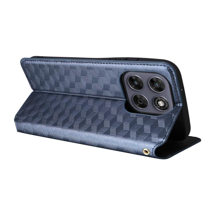 For Motorola Moto G67 5G / G77 5G Cubic Grid Texture Flip Leather Phone Case