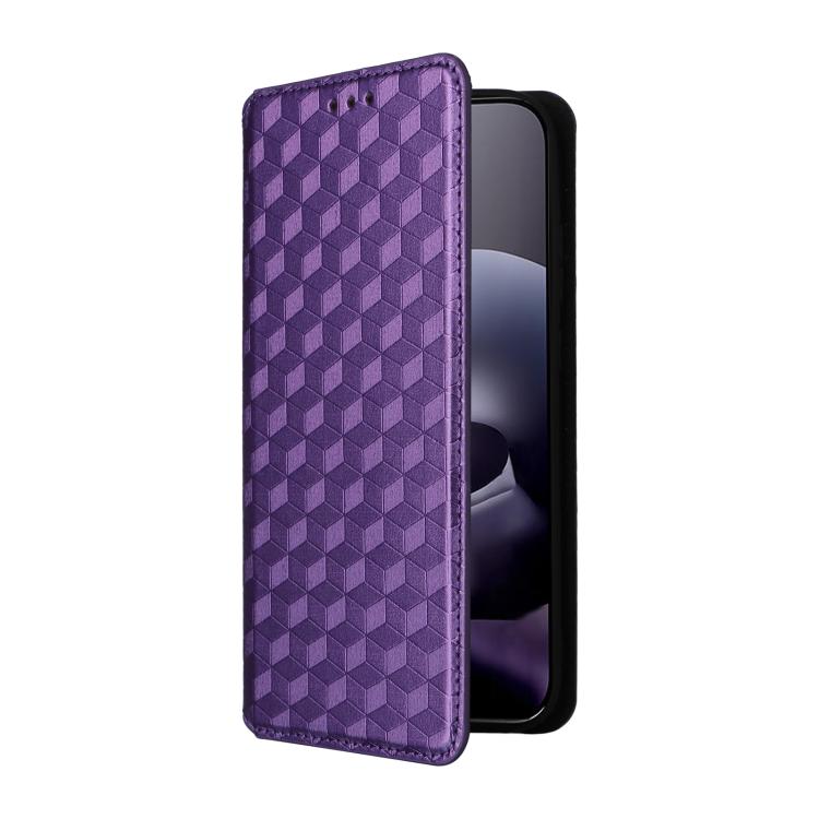 For Motorola Moto G67 5G / G77 5G Cubic Grid Texture Flip Leather Phone Case