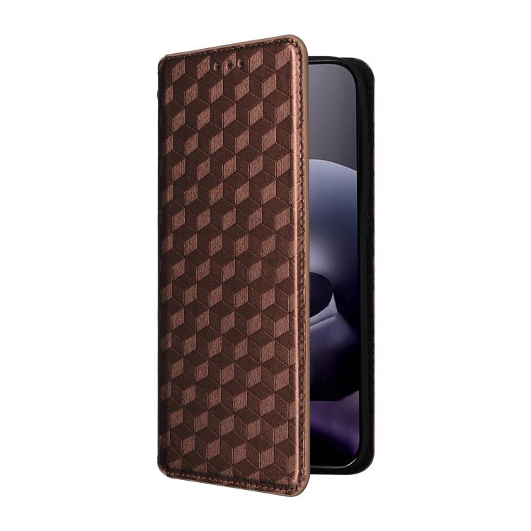 For Motorola Moto G67 5G / G77 5G Cubic Grid Texture Flip Leather Phone Case