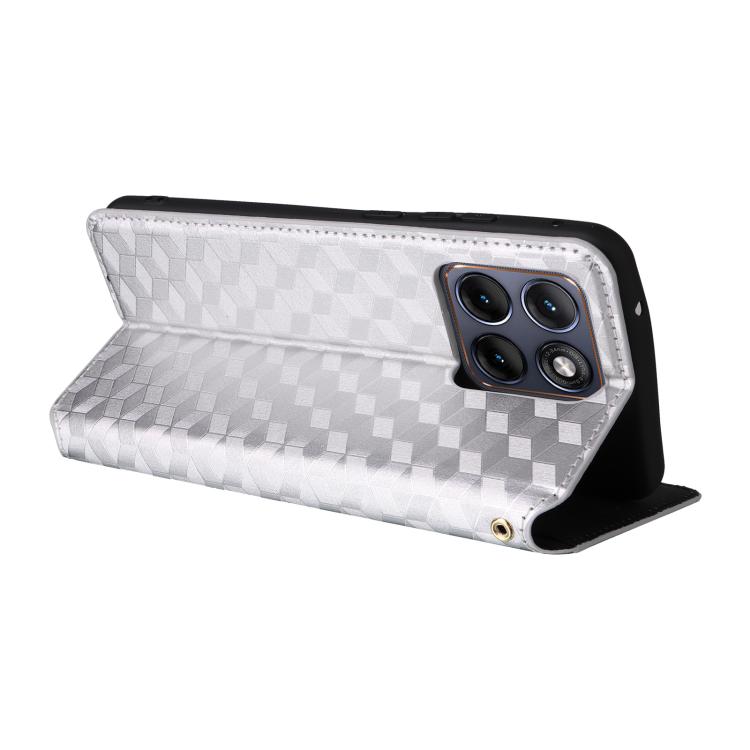 For Motorola Edge 70 Fusion 5G Cubic Grid Texture Flip Leather Phone Case