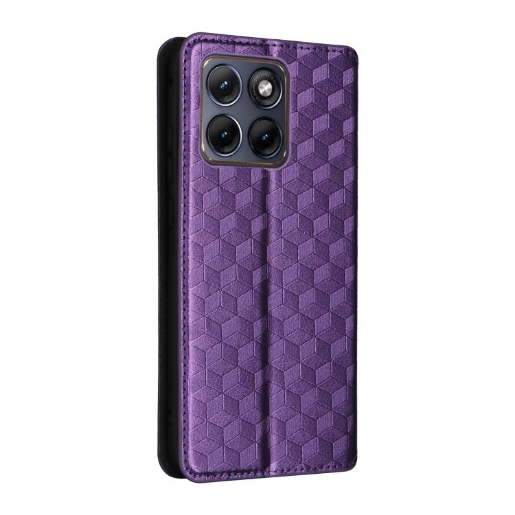 For Motorola Edge 70 Fusion 5G Cubic Grid Texture Flip Leather Phone Case