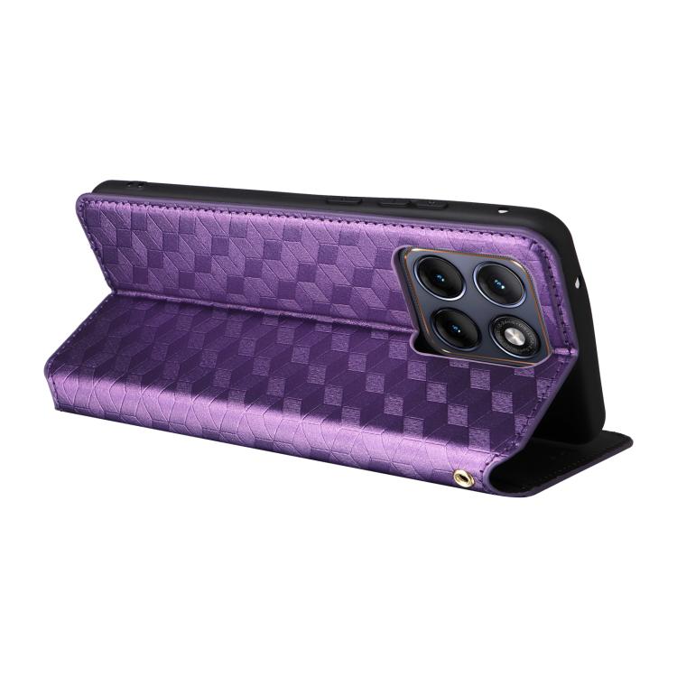 For Motorola Edge 70 Fusion 5G Cubic Grid Texture Flip Leather Phone Case