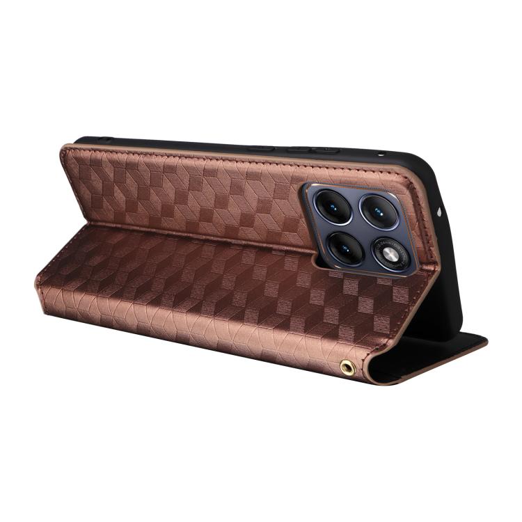 For Motorola Edge 70 Fusion 5G Cubic Grid Texture Flip Leather Phone Case