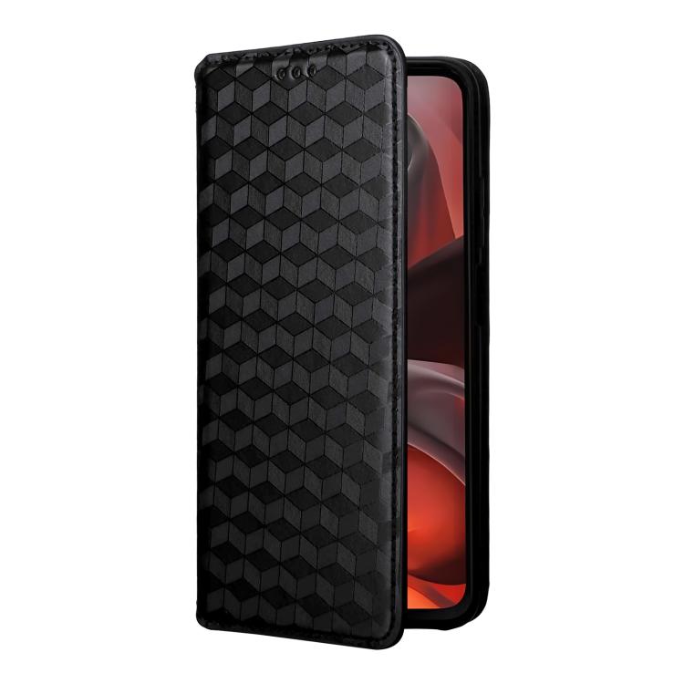 For Motorola Moto G17 / G17 Power 4G Cubic Grid Texture Flip Leather Phone Case
