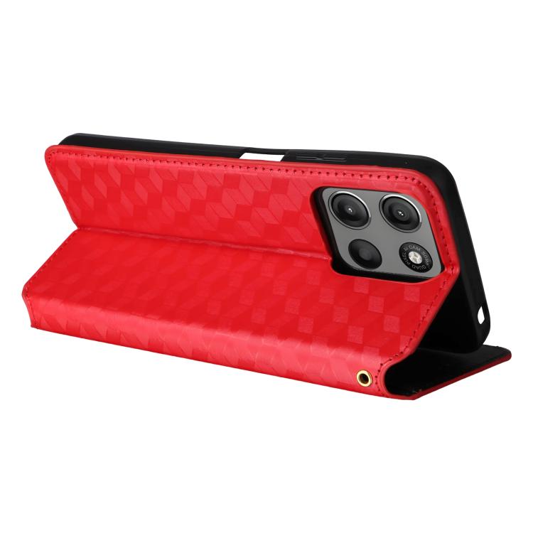 For Motorola Moto G17 / G17 Power 4G Cubic Grid Texture Flip Leather Phone Case