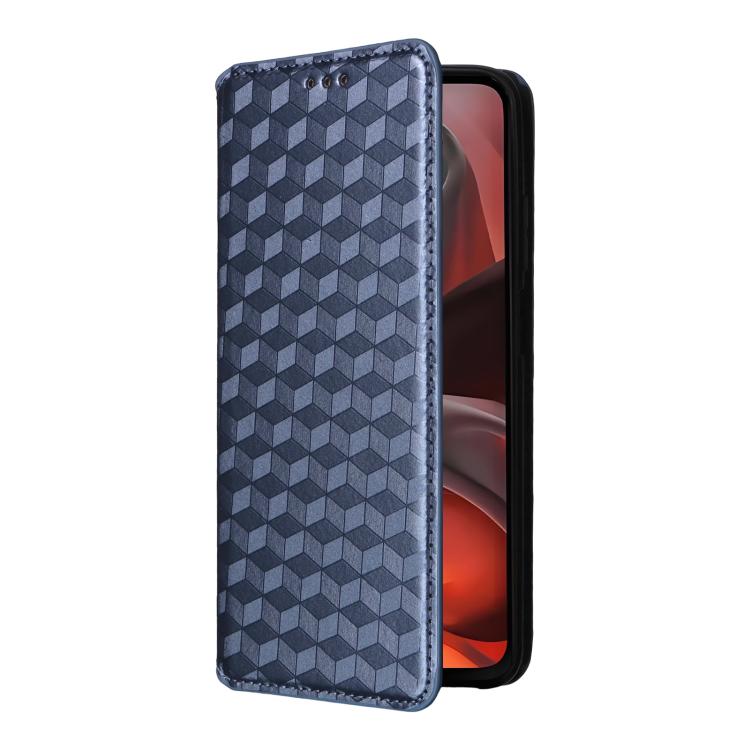 For Motorola Moto G17 / G17 Power 4G Cubic Grid Texture Flip Leather Phone Case