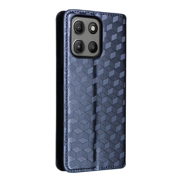 For Motorola Moto G17 / G17 Power 4G Cubic Grid Texture Flip Leather Phone Case