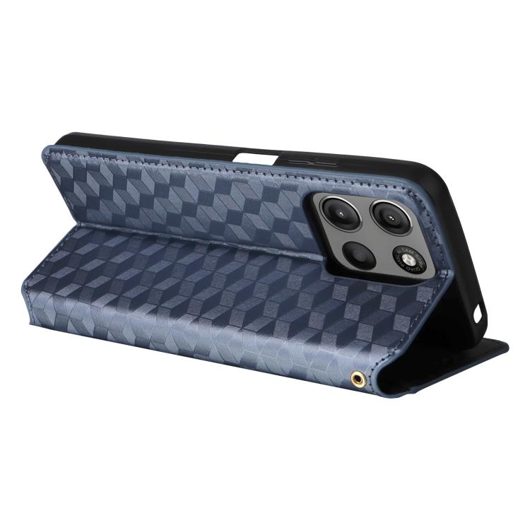 For Motorola Moto G17 / G17 Power 4G Cubic Grid Texture Flip Leather Phone Case