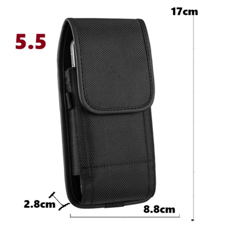For 5.5 inch Universal Vertical Outdoor Phone Waist Bag - Black