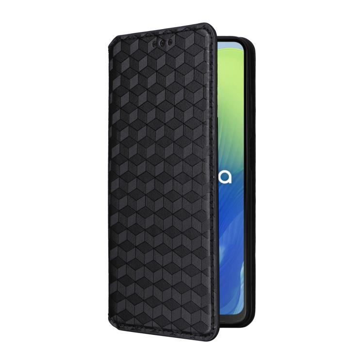 For Motorola Moto E14 / G04 / G04S / G24 Cubic Grid Texture Flip Leather Phone Case