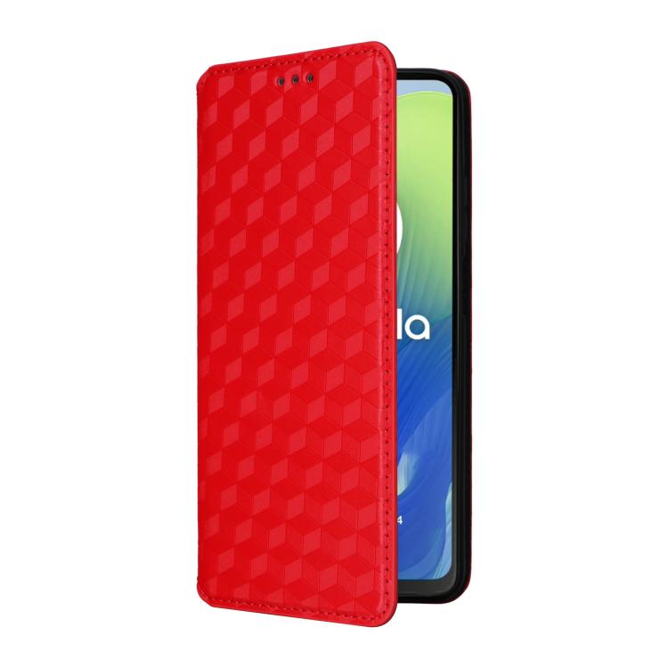 For Motorola Moto E14 / G04 / G04S / G24 Cubic Grid Texture Flip Leather Phone Case