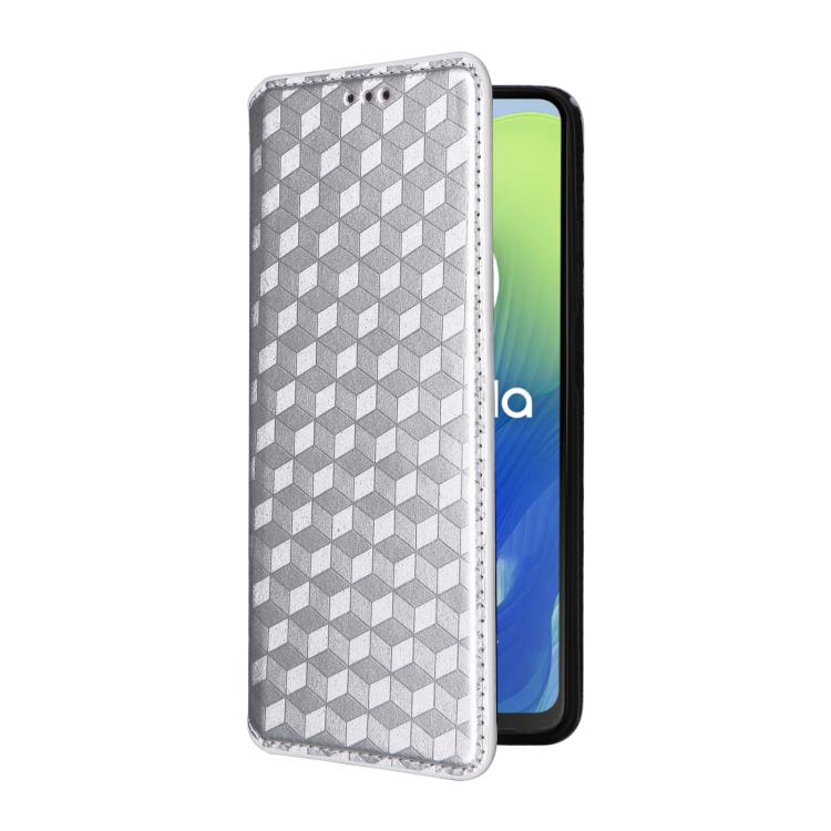 For Motorola Moto E14 / G04 / G04S / G24 Cubic Grid Texture Flip Leather Phone Case