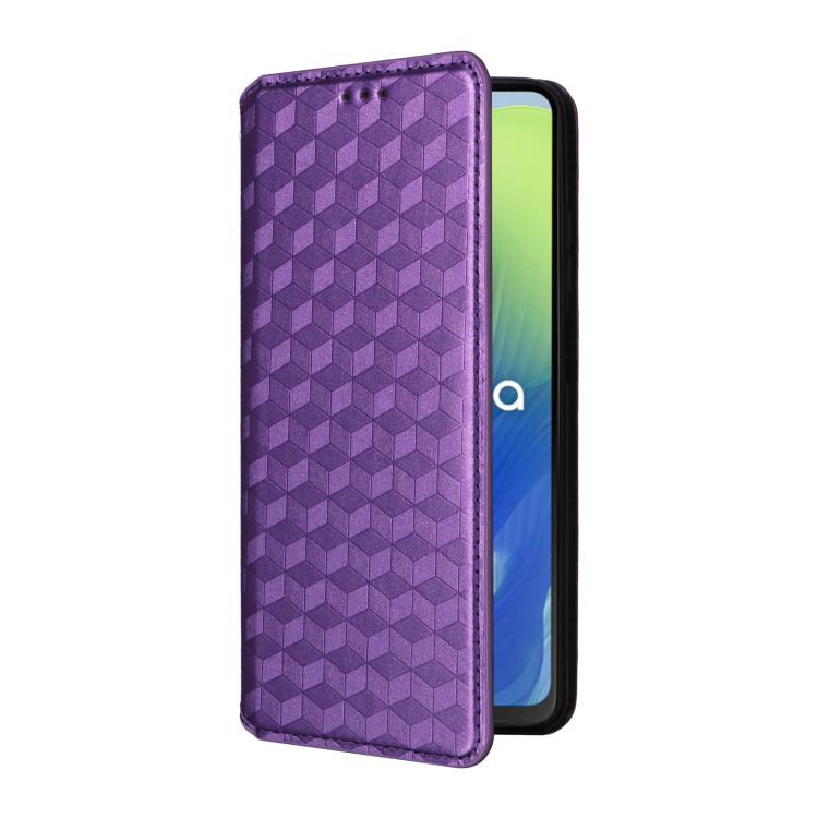 For Motorola Moto E14 / G04 / G04S / G24 Cubic Grid Texture Flip Leather Phone Case