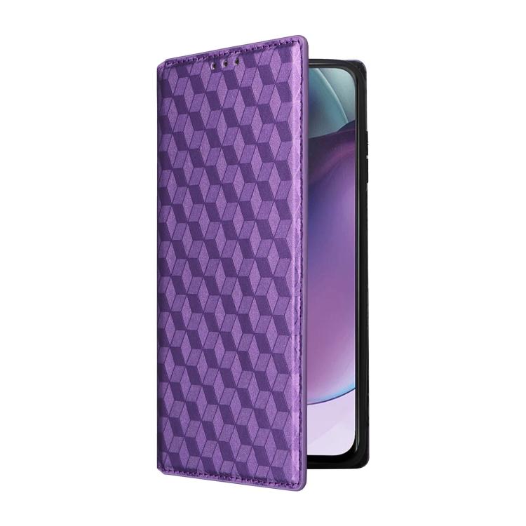 For Motorola Moto G Stylus 4G 2023 Cubic Grid Texture Flip Leather Phone Case