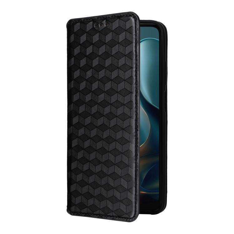For Motorola Moto G05 4G / E15 4G Cubic Grid Texture Flip Leather Phone Case