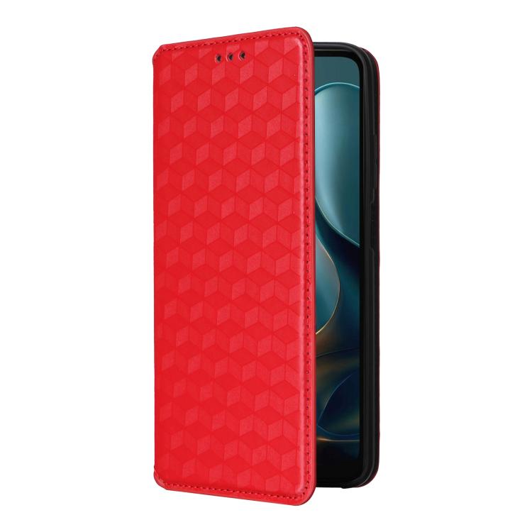 For Motorola Moto G05 4G / E15 4G Cubic Grid Texture Flip Leather Phone Case