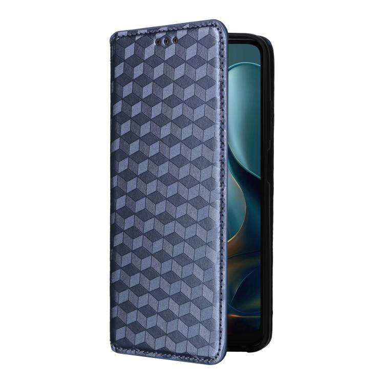 For Motorola Moto G05 4G / E15 4G Cubic Grid Texture Flip Leather Phone Case