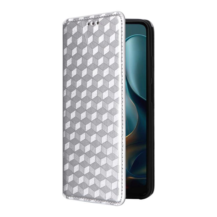 For Motorola Moto G05 4G / E15 4G Cubic Grid Texture Flip Leather Phone Case