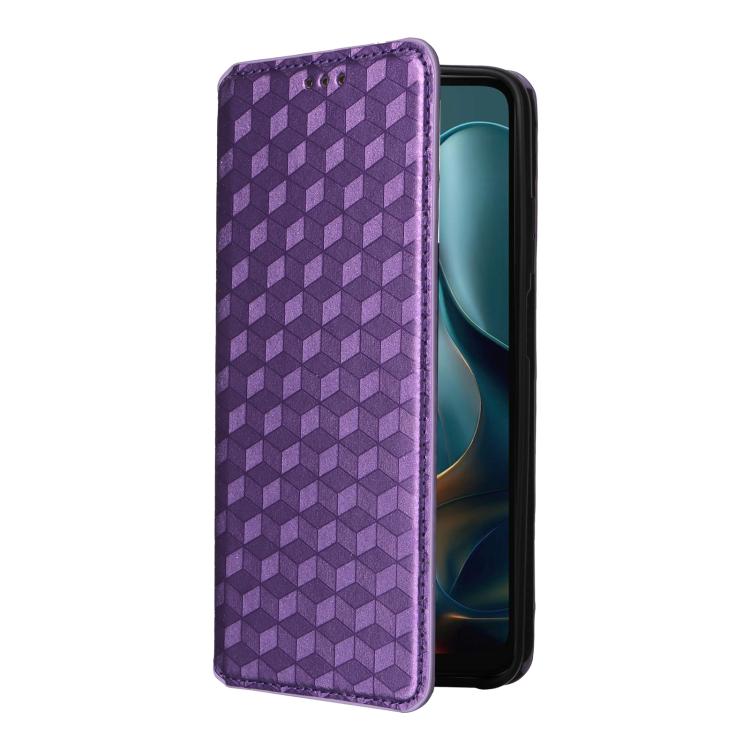 For Motorola Moto G05 4G / E15 4G Cubic Grid Texture Flip Leather Phone Case