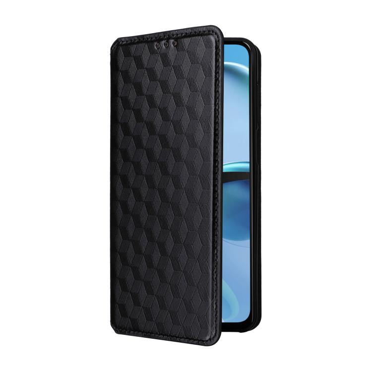 For Motorola Moto G14 4G Cubic Grid Texture Flip Leather Phone Case