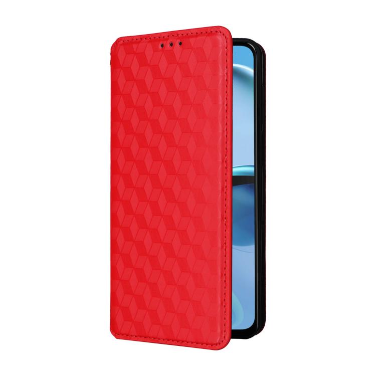 For Motorola Moto G14 4G Cubic Grid Texture Flip Leather Phone Case