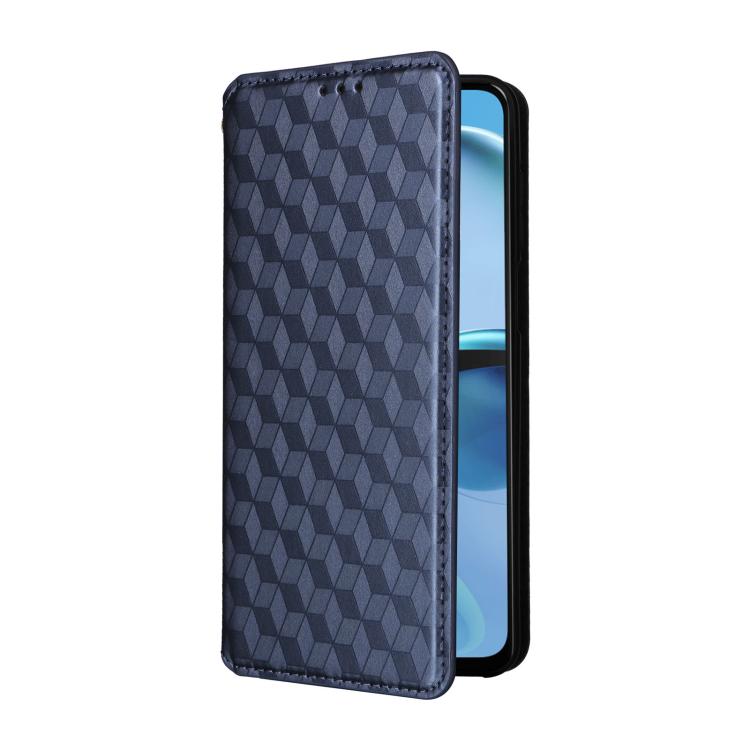 For Motorola Moto G14 4G Cubic Grid Texture Flip Leather Phone Case