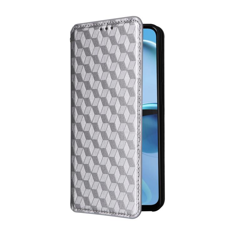 For Motorola Moto G14 4G Cubic Grid Texture Flip Leather Phone Case