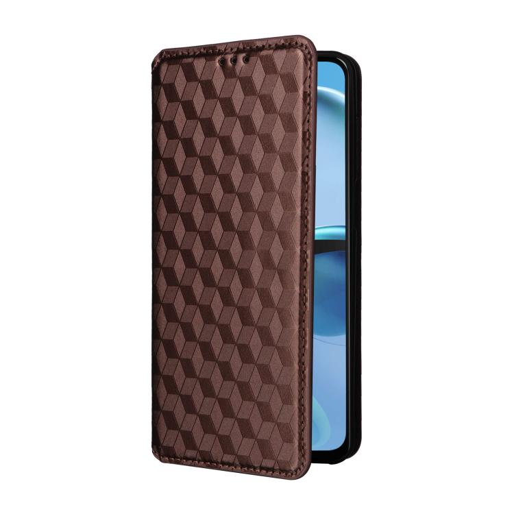 For Motorola Moto G14 4G Cubic Grid Texture Flip Leather Phone Case