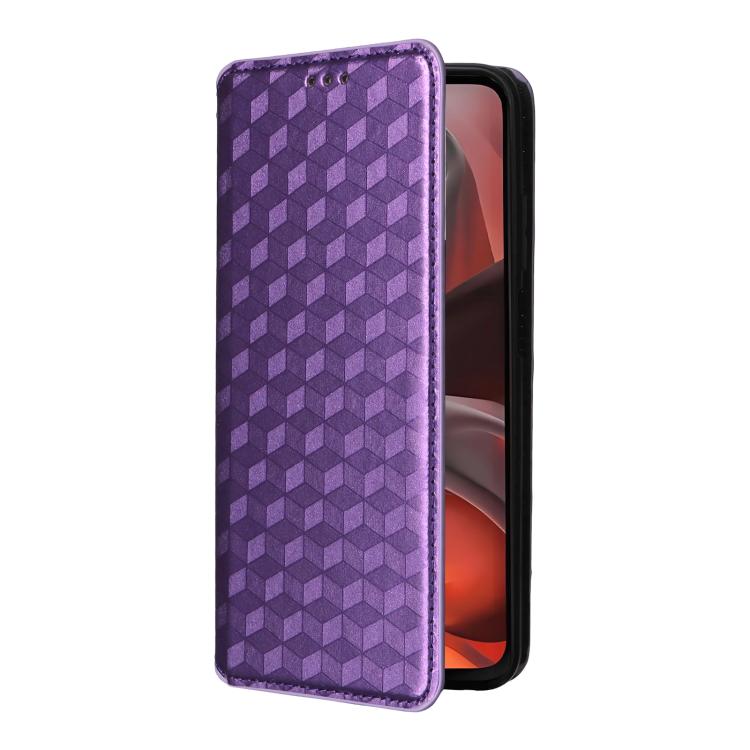 For Motorola Moto G15 4G / G15 Power 4G Cubic Grid Texture Flip Leather Phone Case