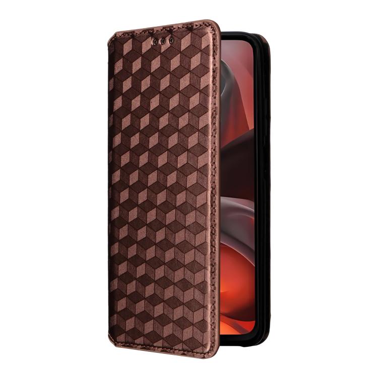 For Motorola Moto G15 4G / G15 Power 4G Cubic Grid Texture Flip Leather Phone Case