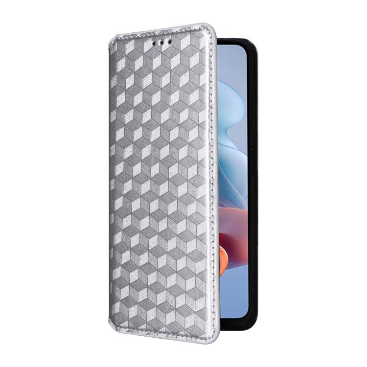 For Motorola Moto G34 5G Cubic Grid Texture Flip Leather Phone Case
