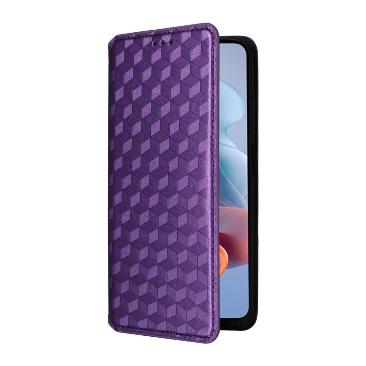 For Motorola Moto G34 5G Cubic Grid Texture Flip Leather Phone Case