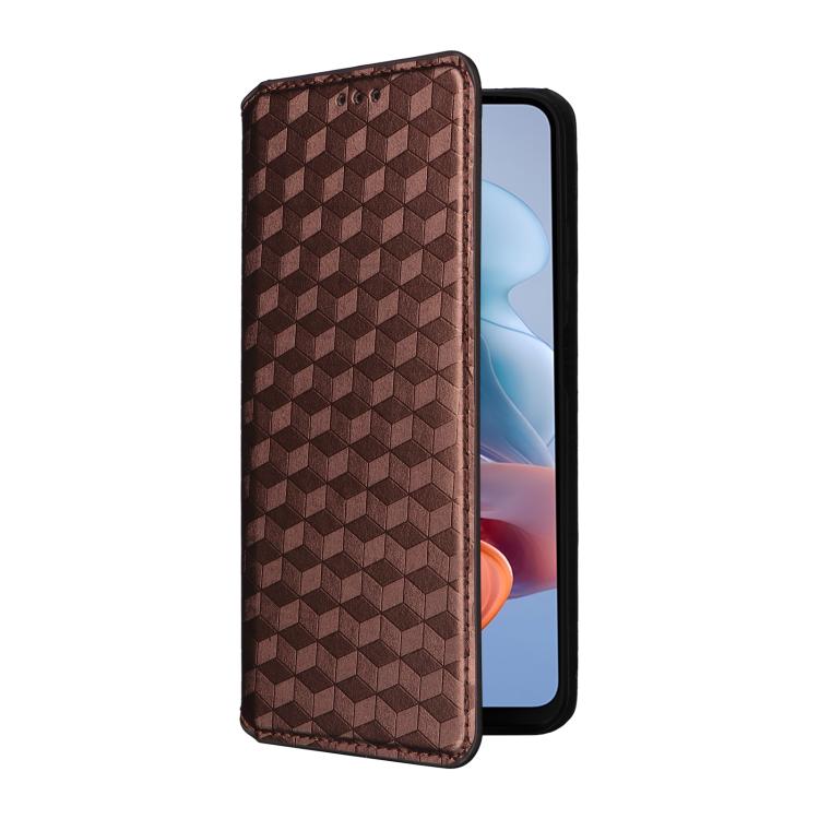 For Motorola Moto G34 5G Cubic Grid Texture Flip Leather Phone Case