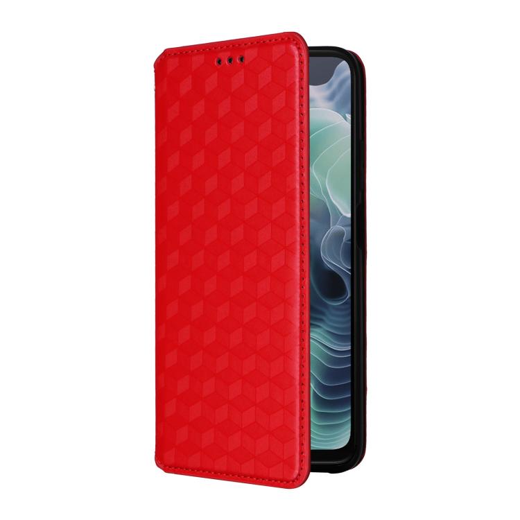 For Motorola Moto G35 5G Cubic Grid Texture Flip Leather Phone Case