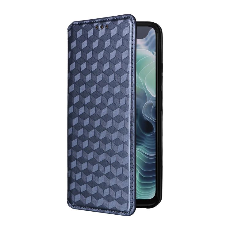 For Motorola Moto G35 5G Cubic Grid Texture Flip Leather Phone Case