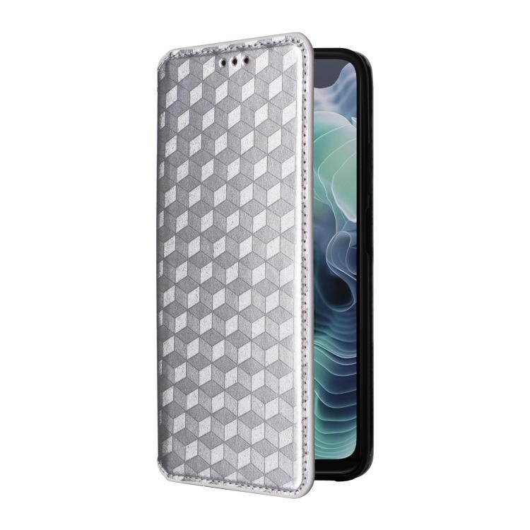 For Motorola Moto G35 5G Cubic Grid Texture Flip Leather Phone Case