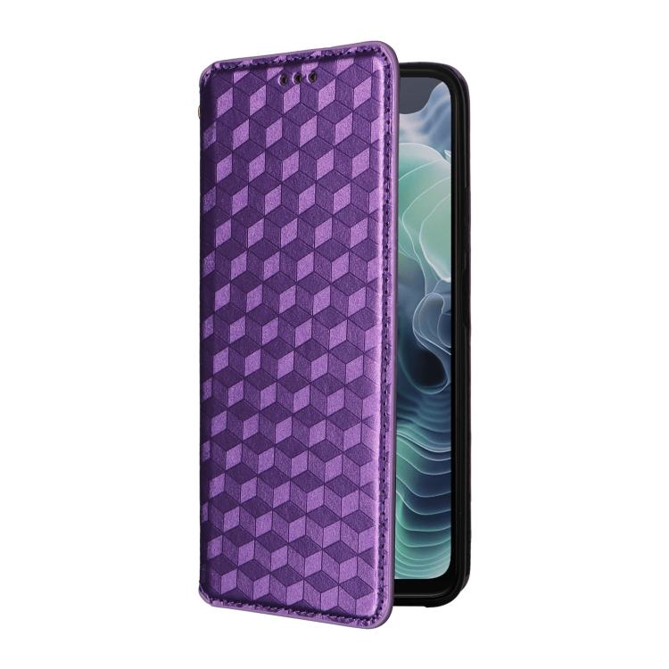 For Motorola Moto G35 5G Cubic Grid Texture Flip Leather Phone Case