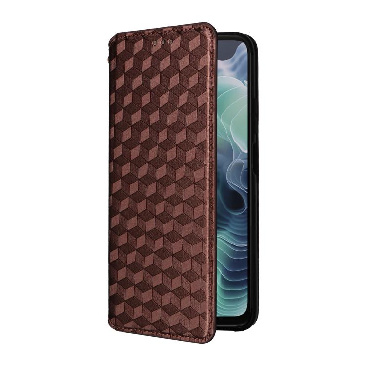 For Motorola Moto G35 5G Cubic Grid Texture Flip Leather Phone Case
