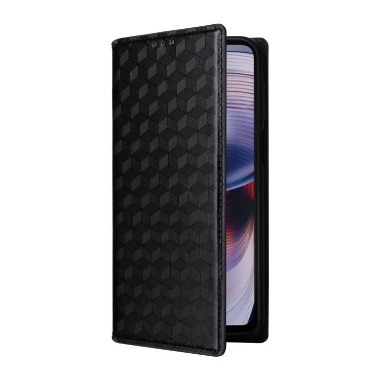 For Motorola Moto G55 5G Cubic Grid Texture Flip Leather Phone Case
