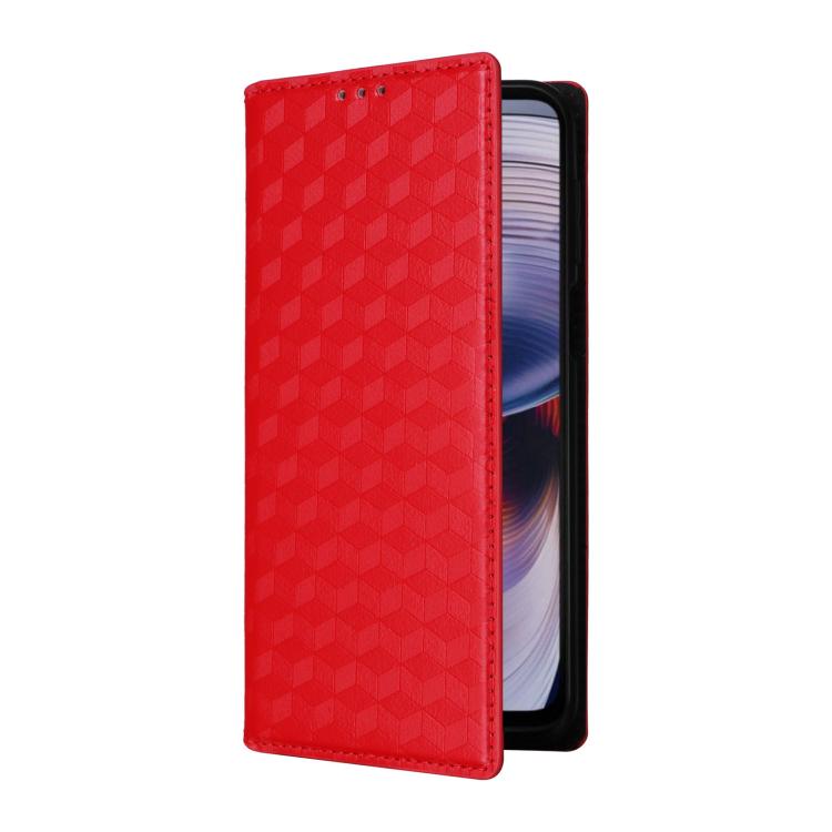 For Motorola Moto G55 5G Cubic Grid Texture Flip Leather Phone Case